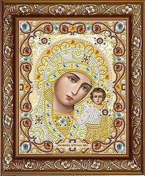 ЖК-5001 Пресвятая Богородица Казанская в хрустале и жемчуге