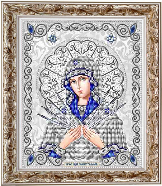 ЖС-4011 Пресвятая Богородица Семистрельная в жемчуге