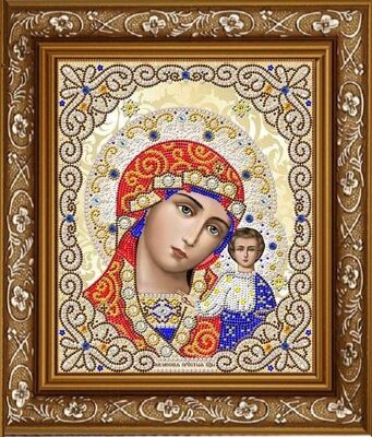 ЖЛ-4701 Пресвятая Богородица Казанская в жемчуге и кристаллах