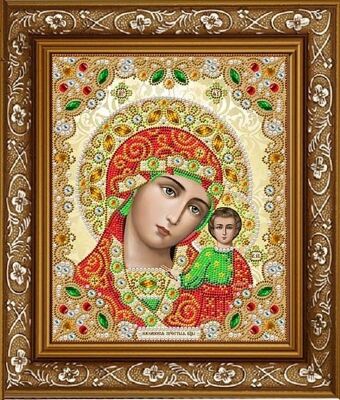 ЖК-4005 Пресвятая Богородица Казанская в кристаллах и жемчуге
